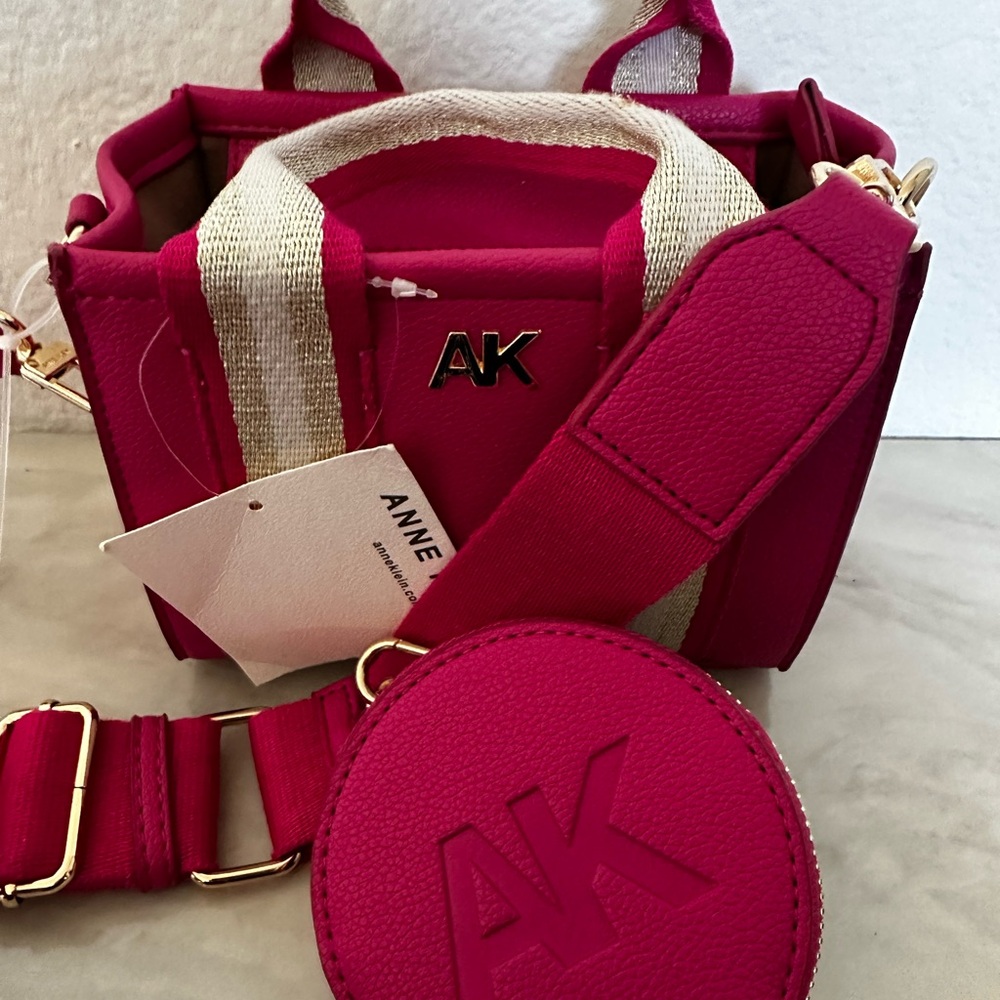 Anne Klein Hibiscus Crossbody Mini Tote with Cream/Gold Accents - Picture 2 of 7